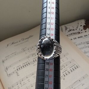 Silver Statement Ring with Black Stone